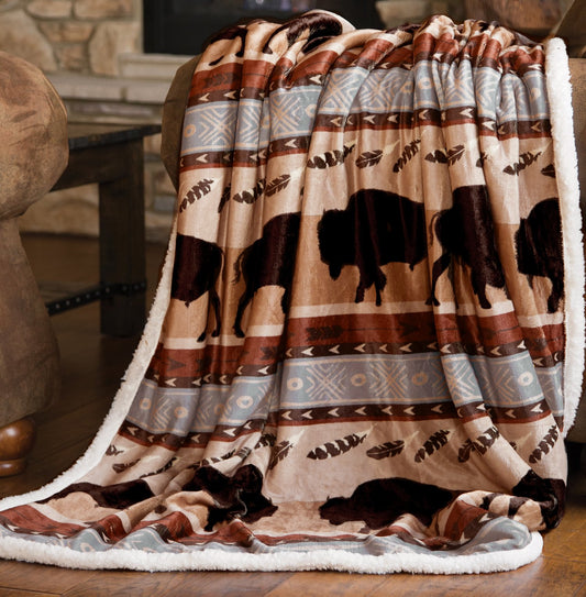 Roaming Bison Fleece Throw by Wrangler®