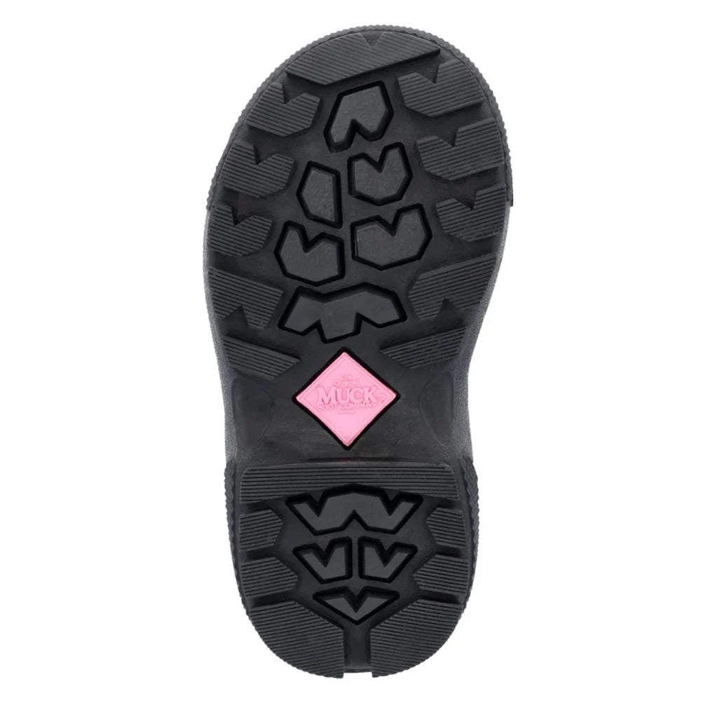 Rubber sole of a kids Muck Boot on a white background