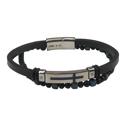 Cross With Beads Men's Bracelet by Kerusso®