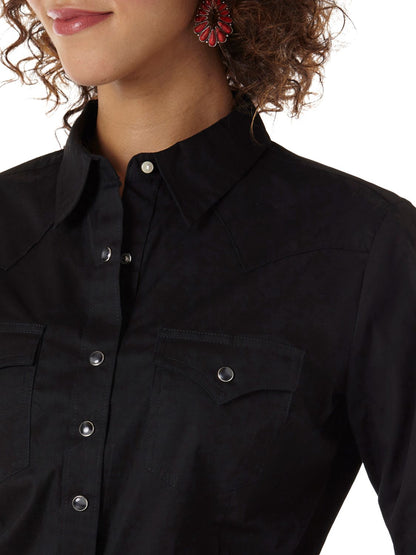 Solid Black Women's Shirt by Wranlger®