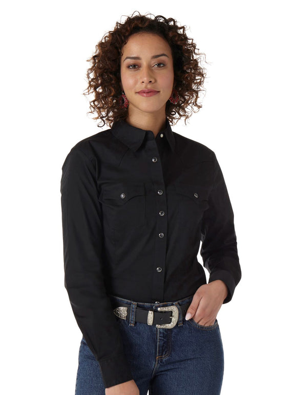 Solid Black Women's Shirt by Wranlger®