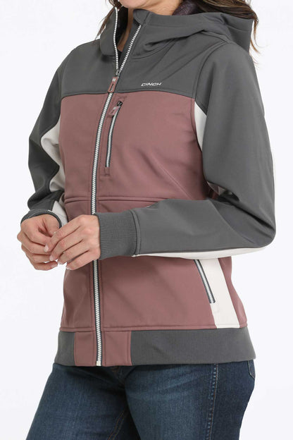 Rose & Charcoal Polyshell Hooded Women's Jacket by Cinch®