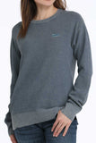 Blue Acid Wash Jacquard Pullover Women's Sweater by Cinch®