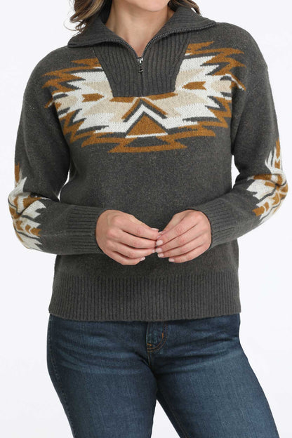 Grey Aztec Knit Women's Sweater by Cinch®