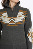 Grey Aztec Knit Women's Sweater by Cinch®