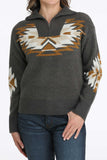 Grey Aztec Knit Women's Sweater by Cinch®