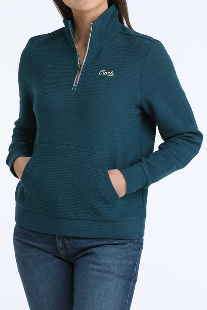 Teal Quarter Zipe Women's Sweater by Cinch®