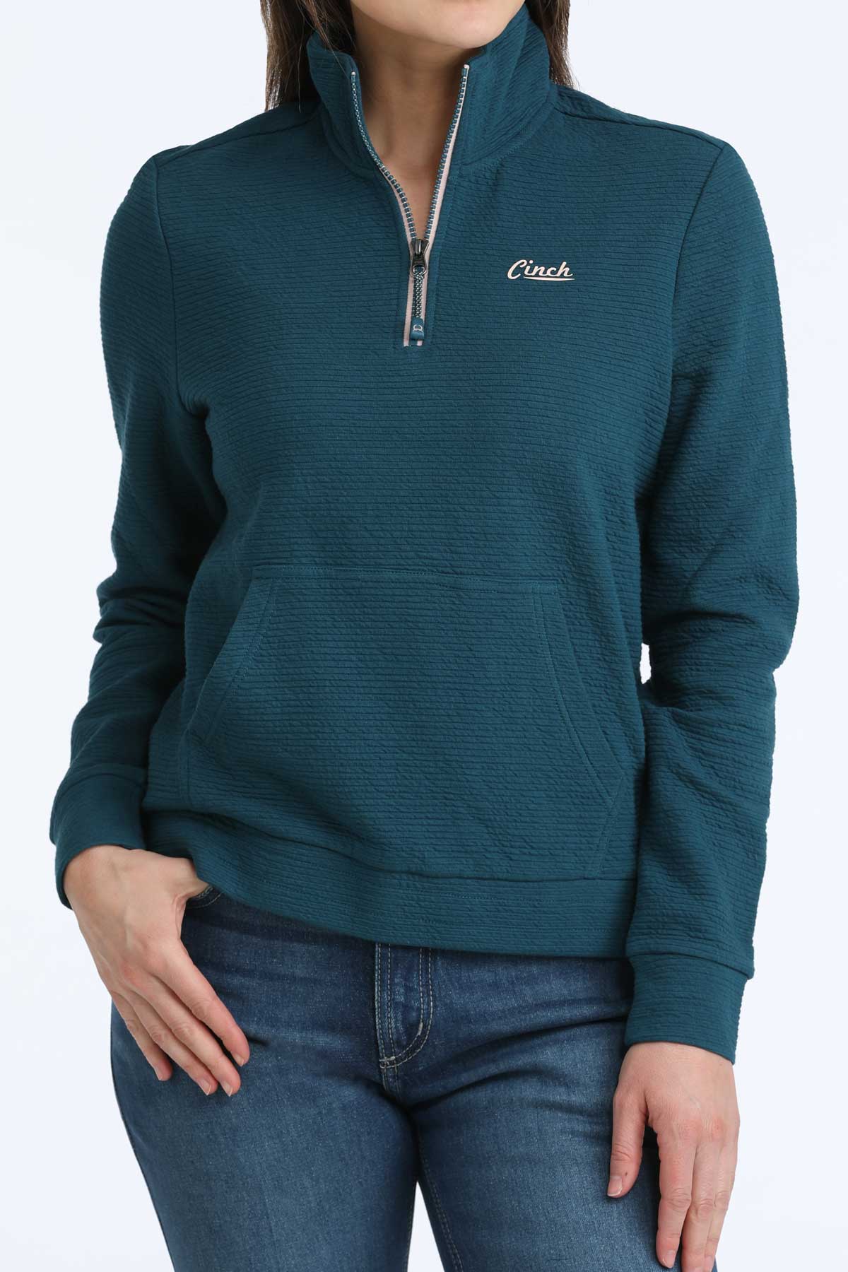 Teal Quarter Zipe Women's Sweater by Cinch®