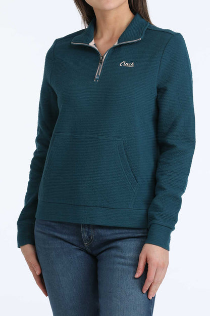 Teal Quarter Zipe Women's Sweater by Cinch®