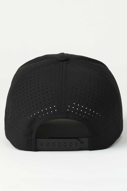 Black cap with a textured back on a white background