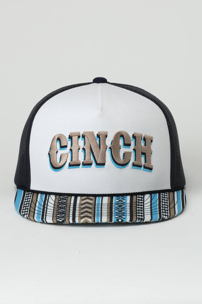 Cinch blue and gold ball cap pn a white background