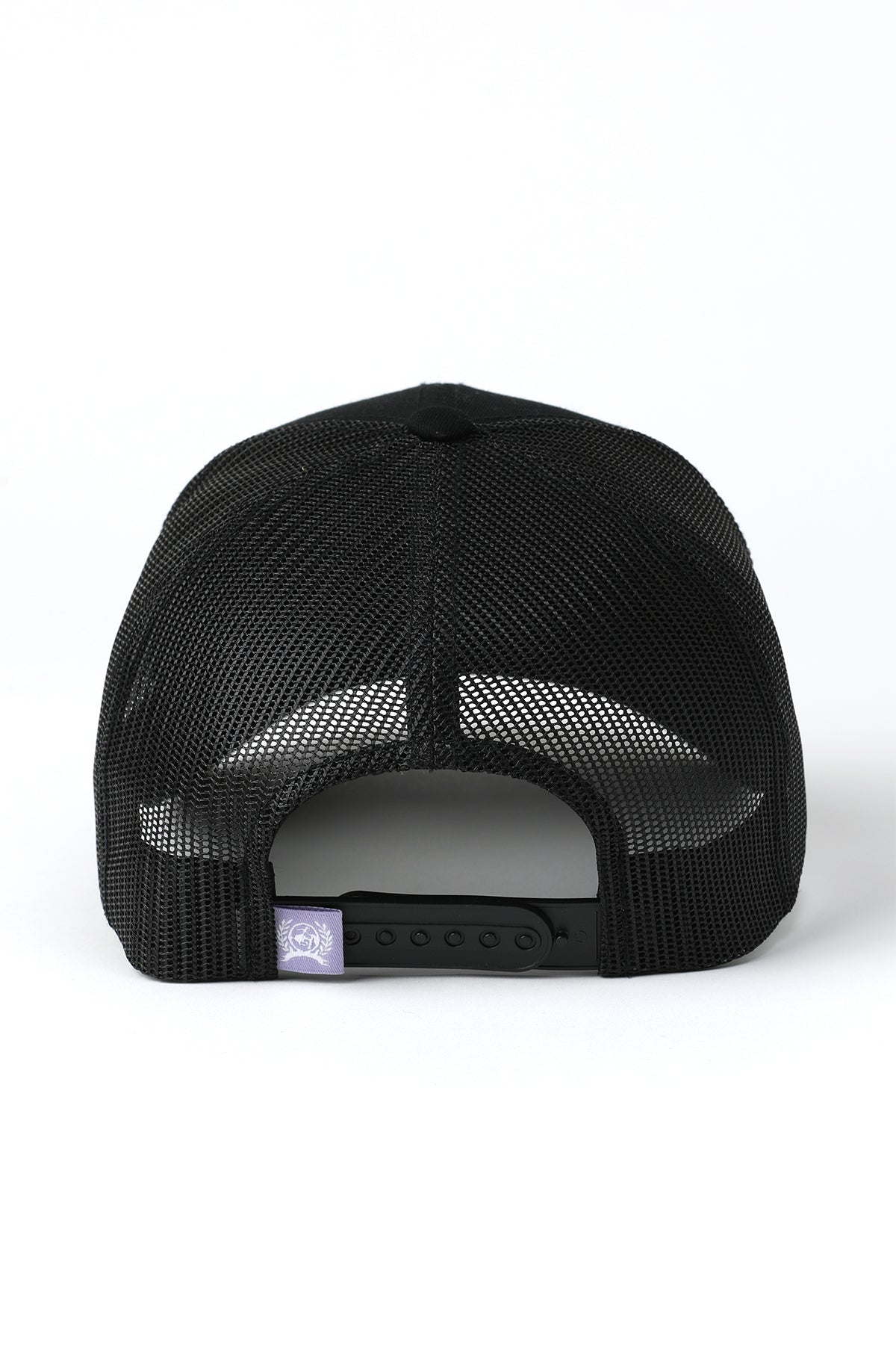 Black mesh cap on a white background