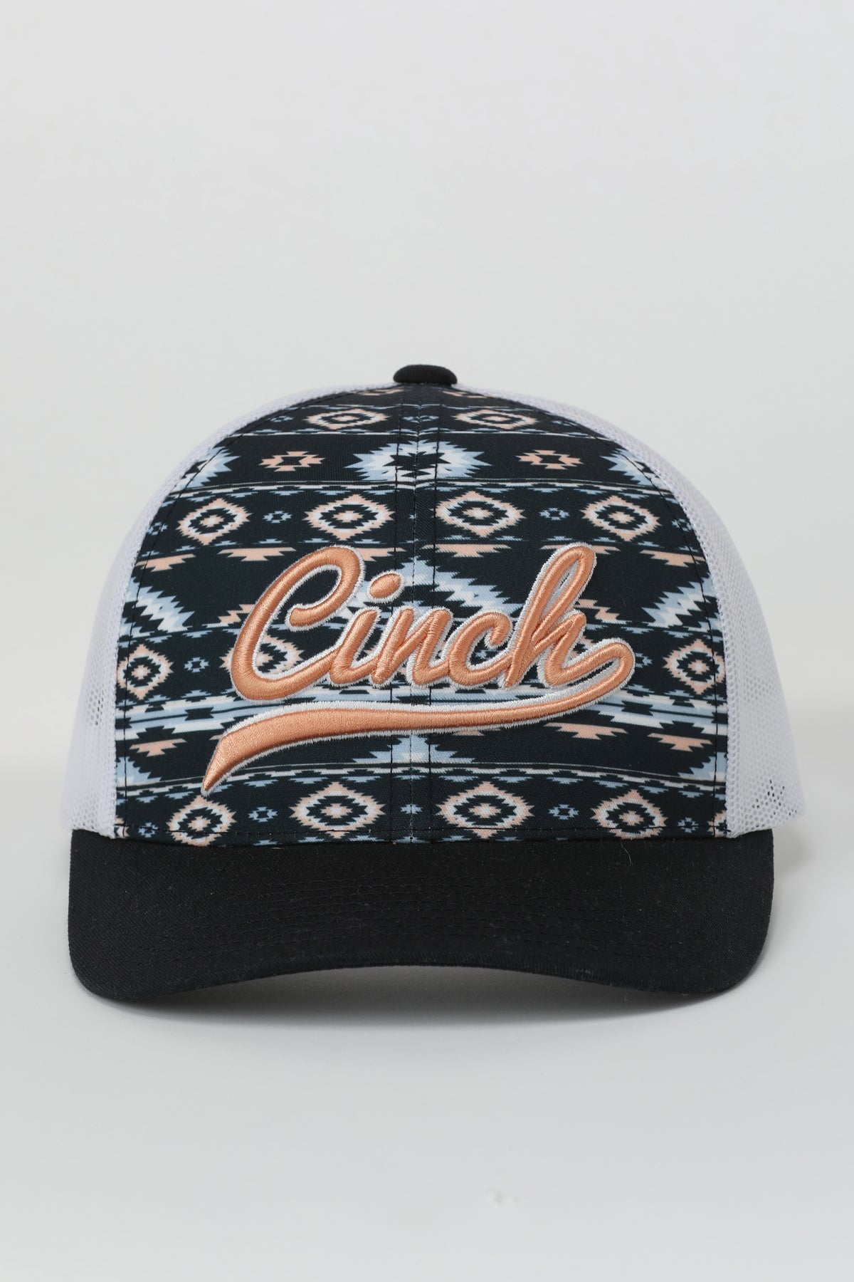 Peach and Navy Cinch Ball Cap on a white background