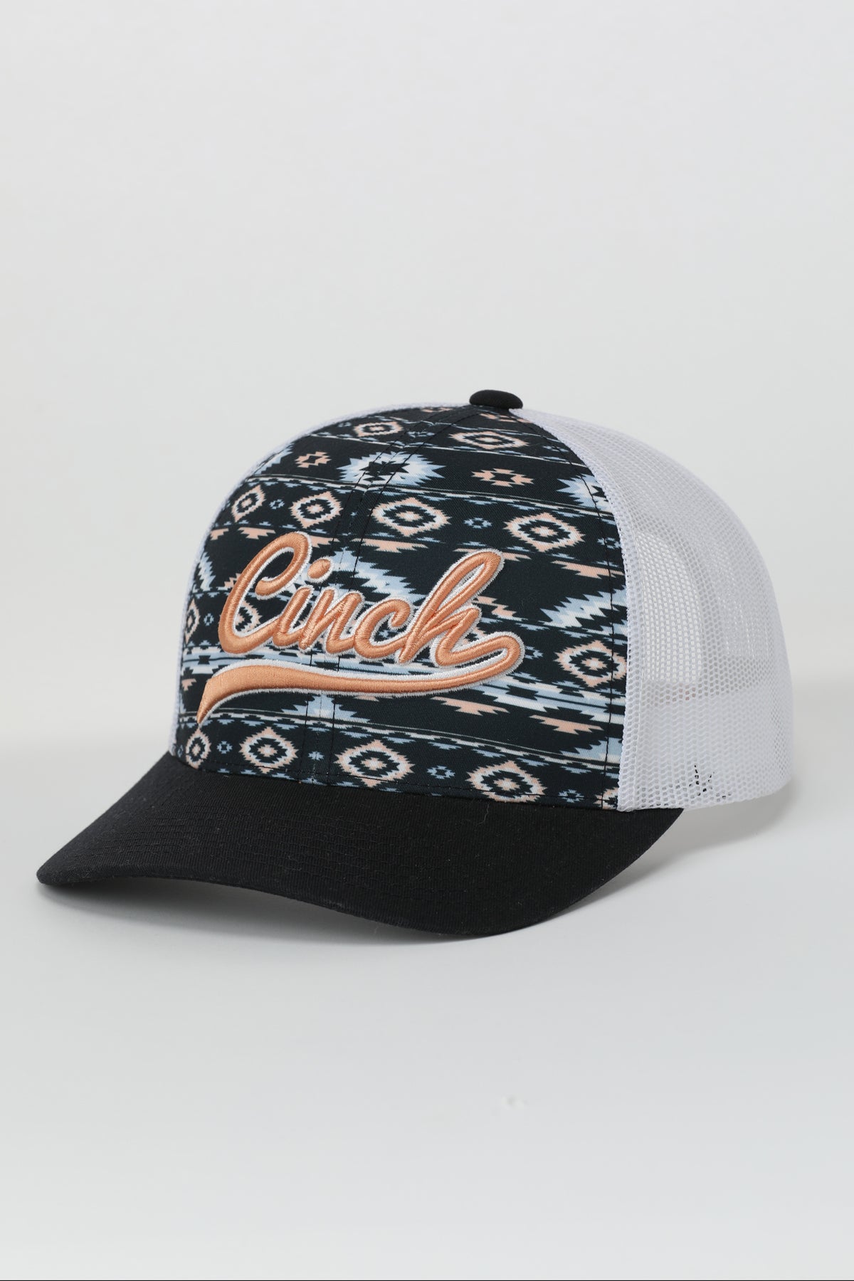 Peach and Navy Cinch Ball Cap on a white background
