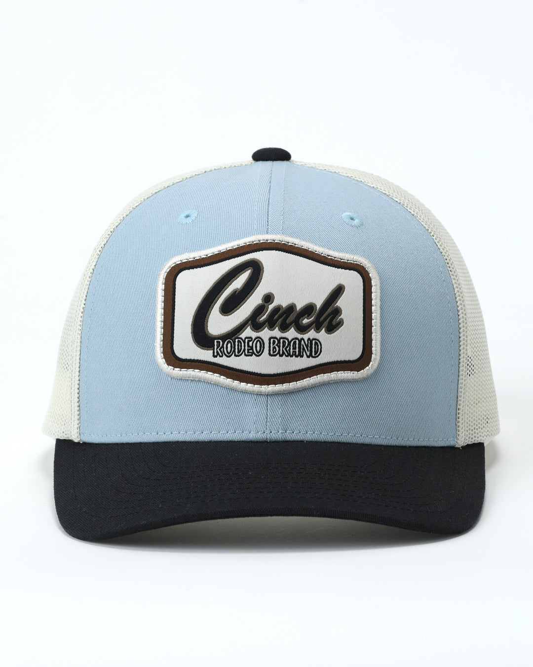 blue Cinch brand baseball cap on a white background