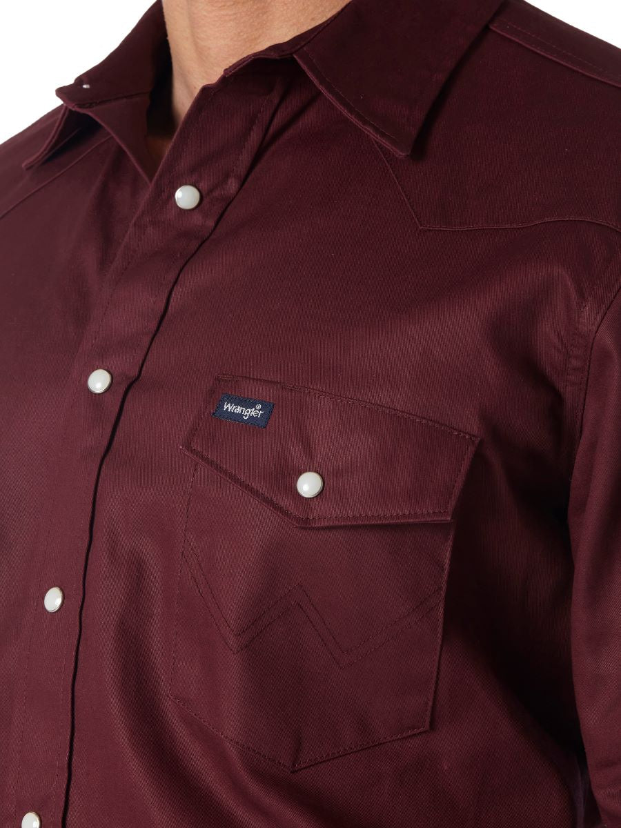 Cowboy Cut™ Burgundy Authentic Western Work Men's Shirt by Wrangler®