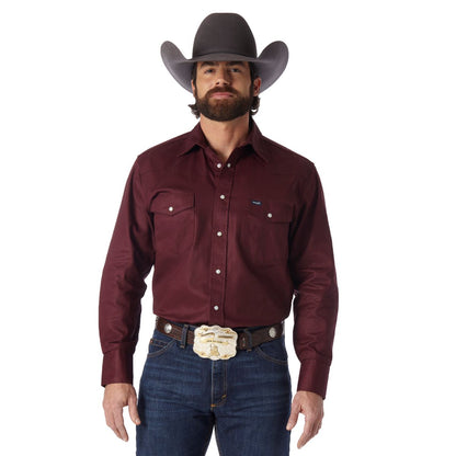 Cowboy Cut™ Burgundy Authentic Western Work Men's Shirt by Wrangler®