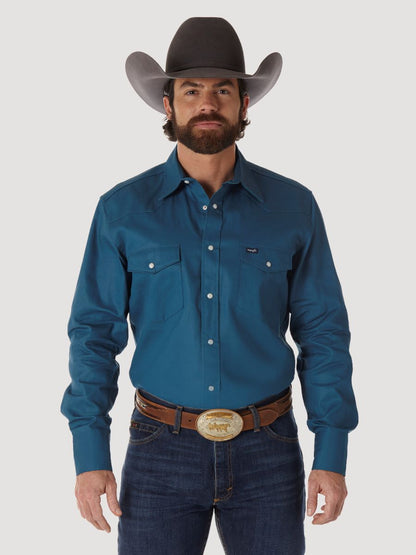 Cowboy Cut™ Dark Teal Authentic Western Work Men's Shirt by Wrangler®