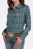 Cyan Aztec Print Arenaflex™ Women's Shirt by Cinch®