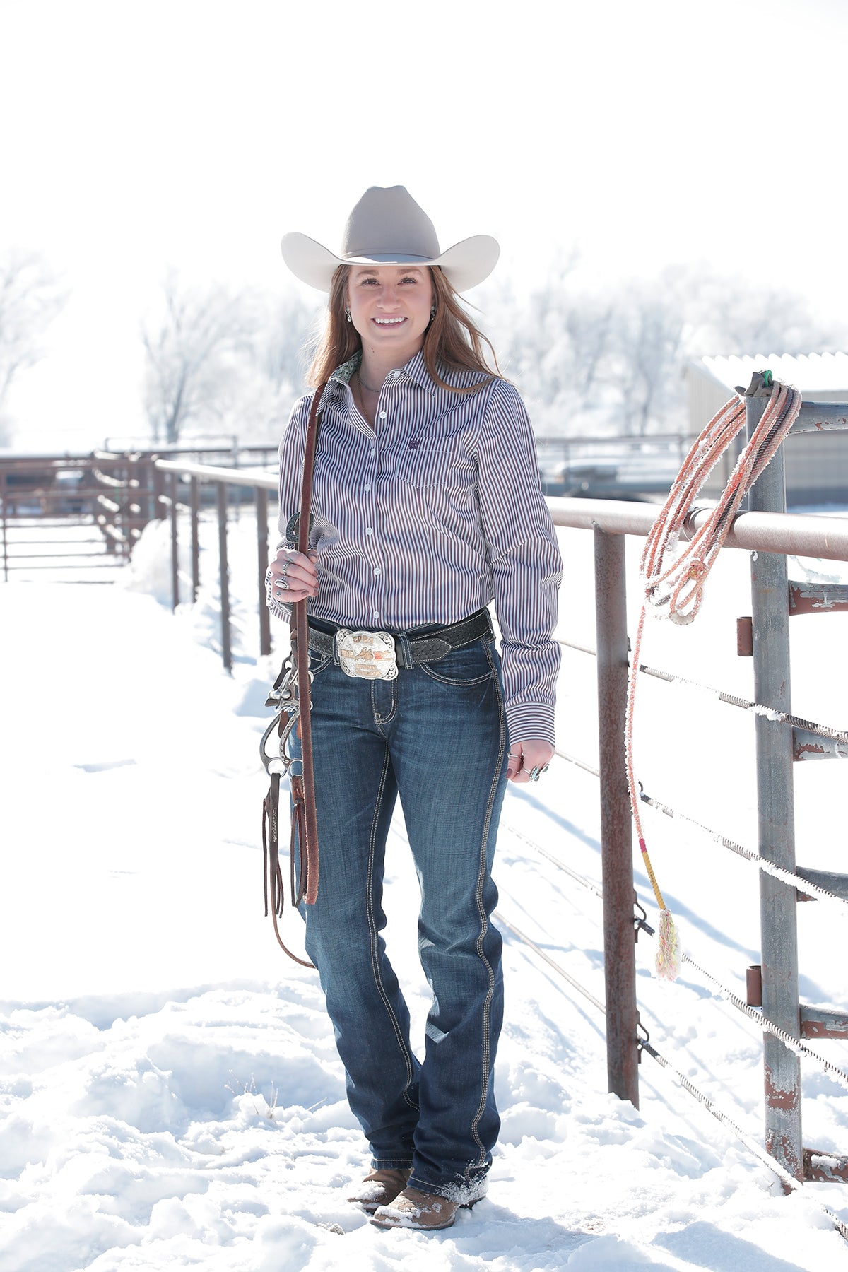 Purple & Mint Stripe Women's Shirt by Cinch®