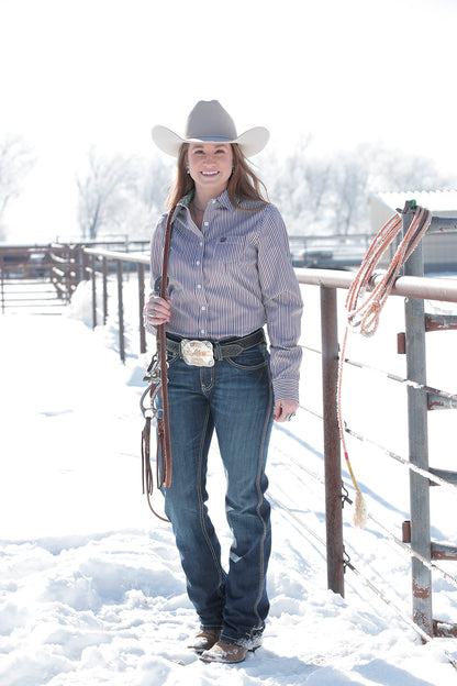 Purple & Mint Stripe Women's Shirt by Cinch®