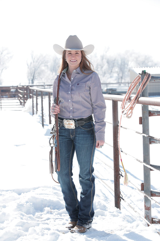 Purple & Mint Stripe Women's Shirt by Cinch®