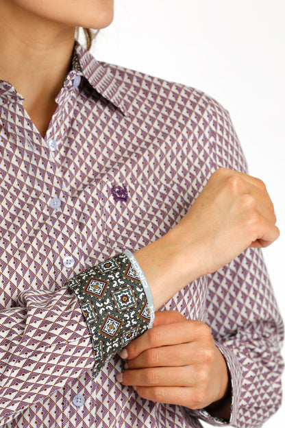 Purple Diamond Print Women's Shirt by Cinch®