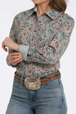 Tan Paisley Print Women's Shirt by Cinch®