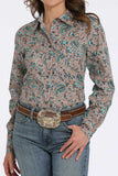 Tan Paisley Print Women's Shirt by Cinch®