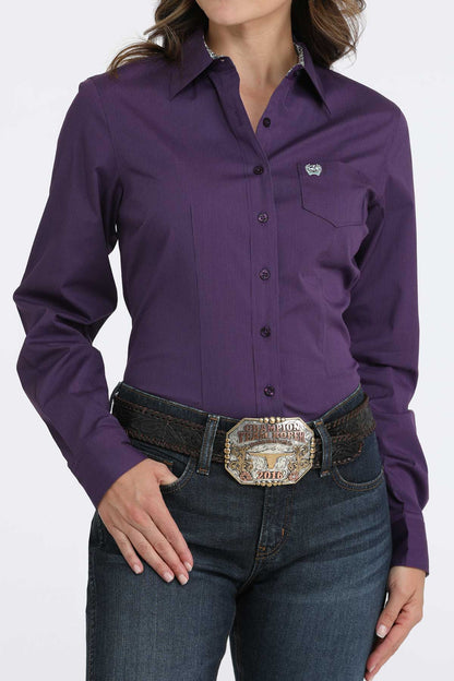 Purple Striped Stretch Women's Shirt by Cinch®