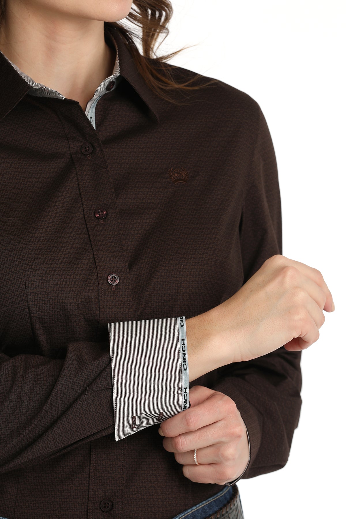Brown Geo Print Stretch Women's Shirt by Cinch®