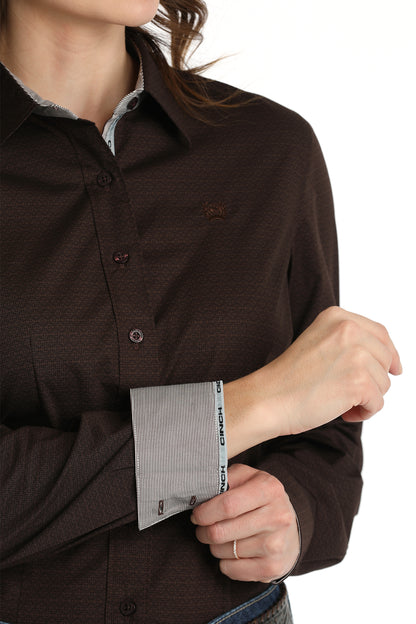 Brown Geo Print Stretch Women's Shirt by Cinch®