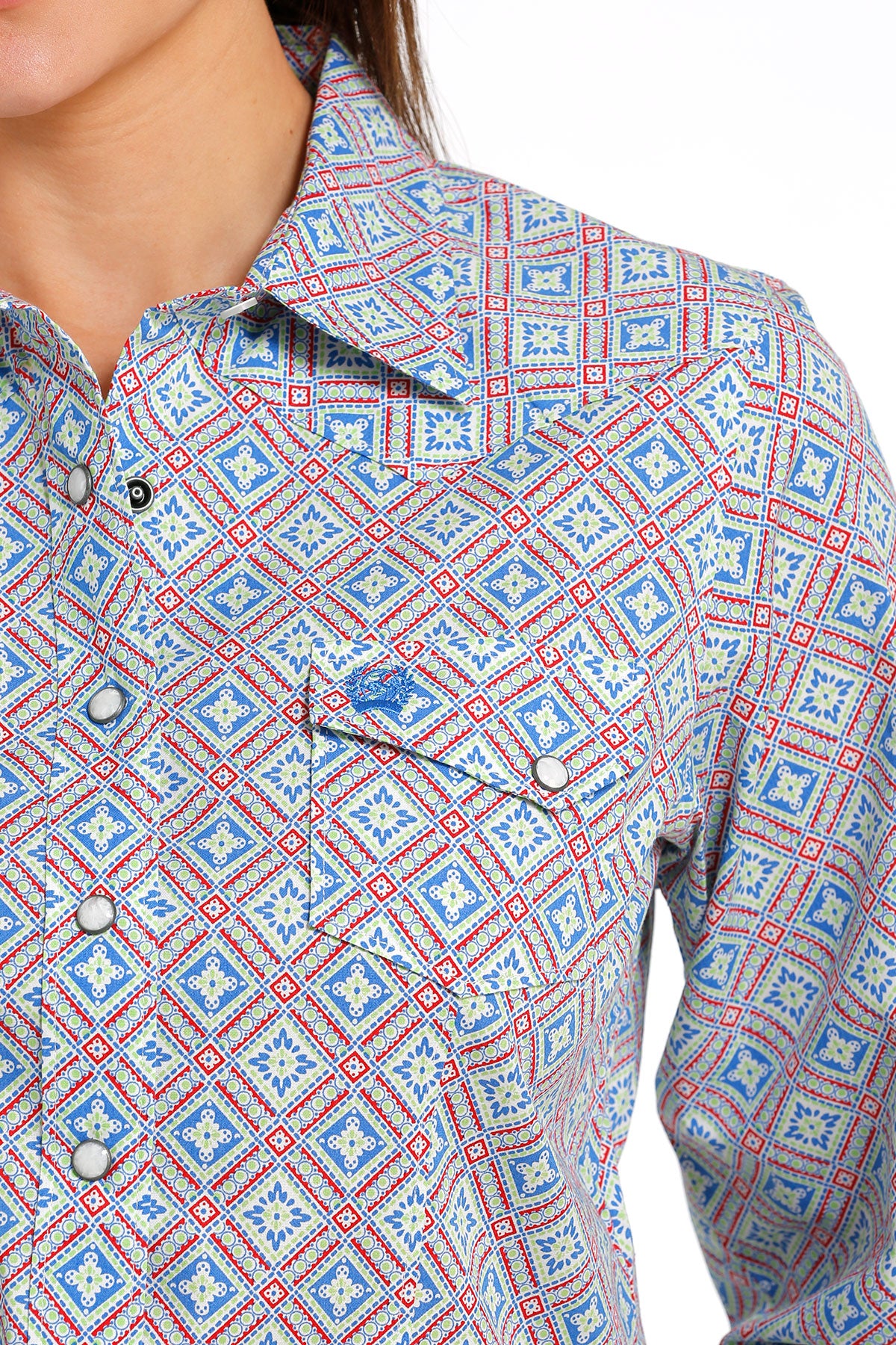 Red & Lime Diamond Print Women's Shirt by Cinch®