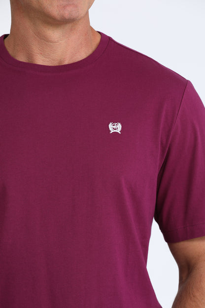 Maroon Cinch t-shirt with a small white logo on a plain background