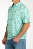 Turquoise Fish Print ArenaFlex™ Polo Men's T-Shirt Cinch®