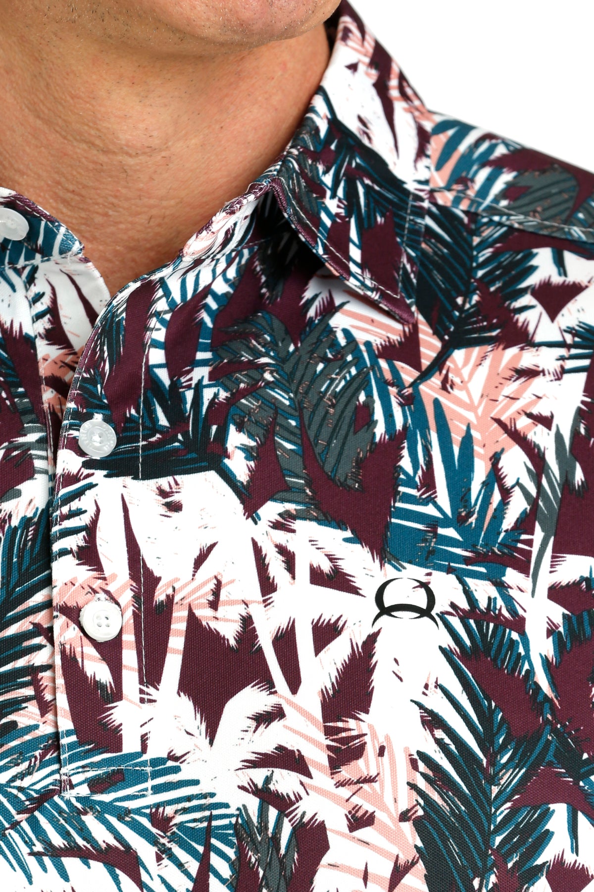 Burgundy Palm Print ArenaFlex™ Polo Men's T-Shirt Cinch®