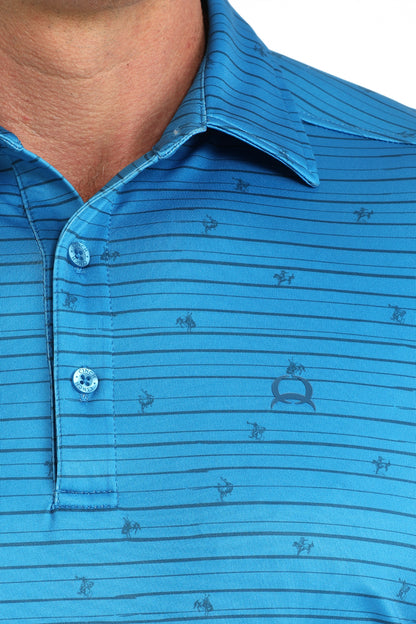 man wearing a Blue Cinch shirt on a white background