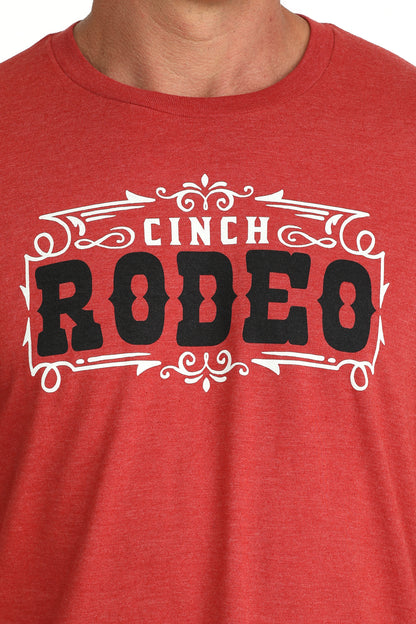 men wearing a red Cinch rodeo Shirt  on a white background