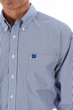 Navy Pin Stripe Tencel™ Classic Fit Men's Shirt by Cinch®