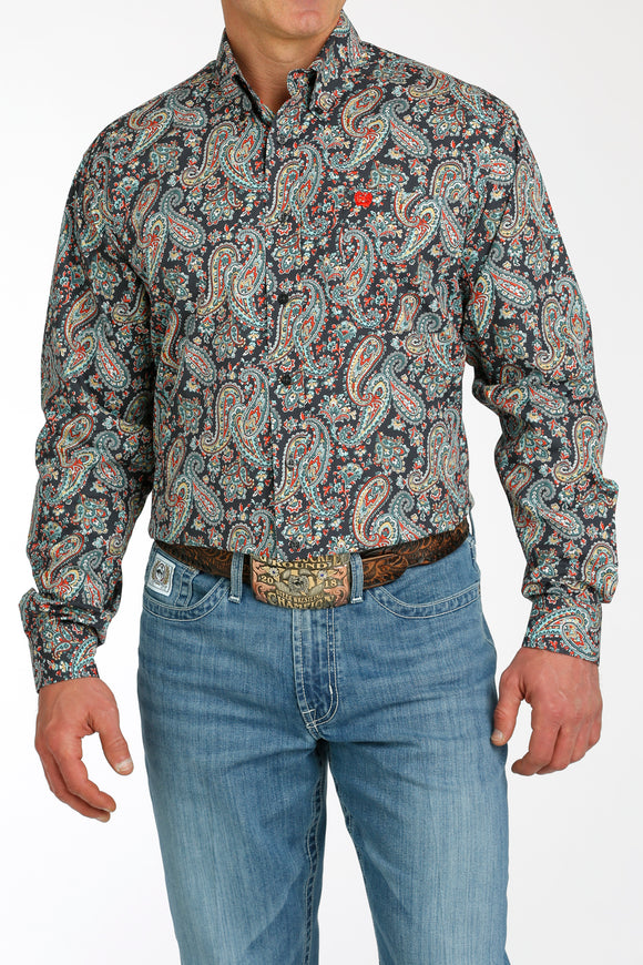 Charcoal Paisley Classic Fit Men's Shirt by Cinch®