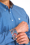 Royal Blue Geo Print Classic Fit Men's Shirt by Cinch®