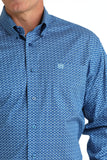 Royal Blue Geo Print Stretch Classic Fit Men's Shirt by Cinch®