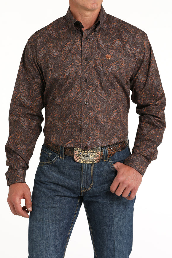 Brown Paisley Classic Fit Men's Shirt by Cinch®