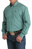 Aqua Green Geo Print Classic Fit Men's Shirt by Cinch®