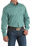 Aqua Green Geo Print Classic Fit Men's Shirt by Cinch®