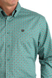 Aqua Green Geo Print Classic Fit Men's Shirt by Cinch®