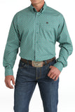 Aqua Green Geo Print Classic Fit Men's Shirt by Cinch®