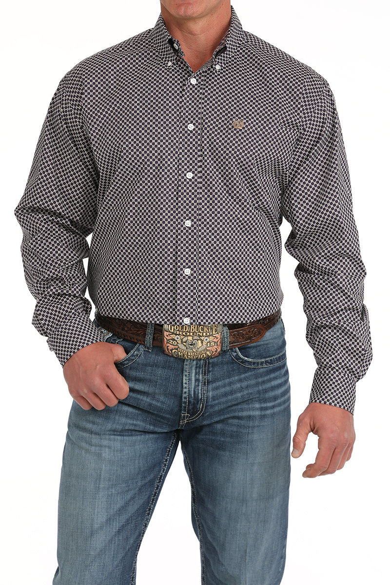 Purple Geo Print Stretch Classic Fit Men's Shirt by Cinch®