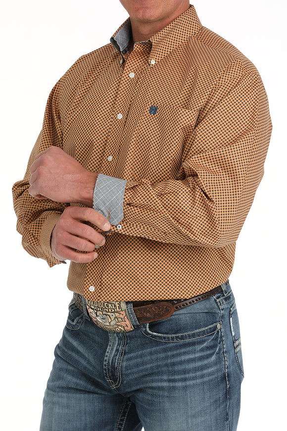 Orange Geo Print Stretch Classic Fit Men's Shirt by Cinch®