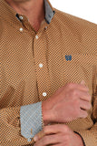 Orange Geo Print Stretch Classic Fit Men's Shirt by Cinch®